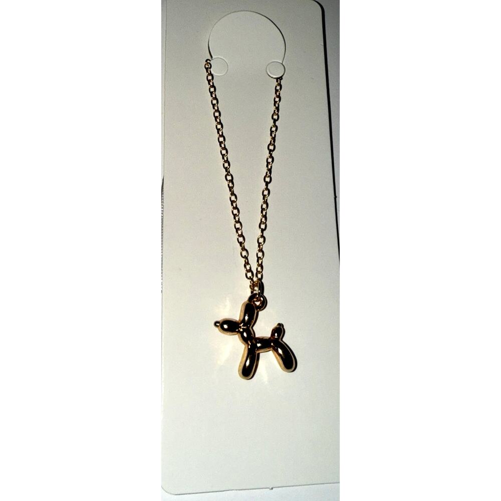 Cute Balloon Animal Dog Goldtone Pendant Necklace